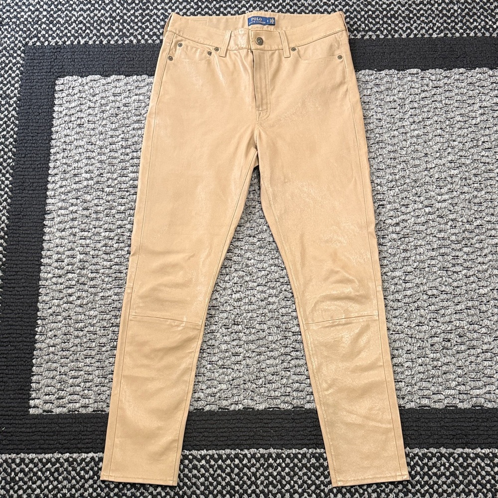 Polo Ralph Lauren Lamb Leather Pants Women’s 8 Skinny High Rise Classic Luxury